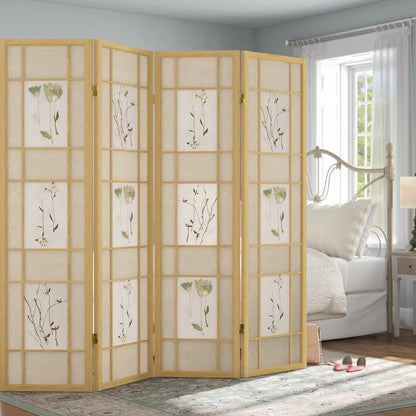 Room Dividers 68'' W x 70'' H 4 - Panel Solid Wood Folding Room Divider
