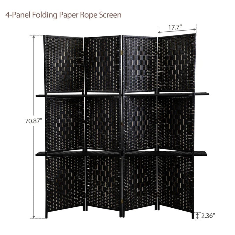 Room Dividers: 70.9'' W x 70.9'' H 4 - Panel Solid Wood Folding Room Divider