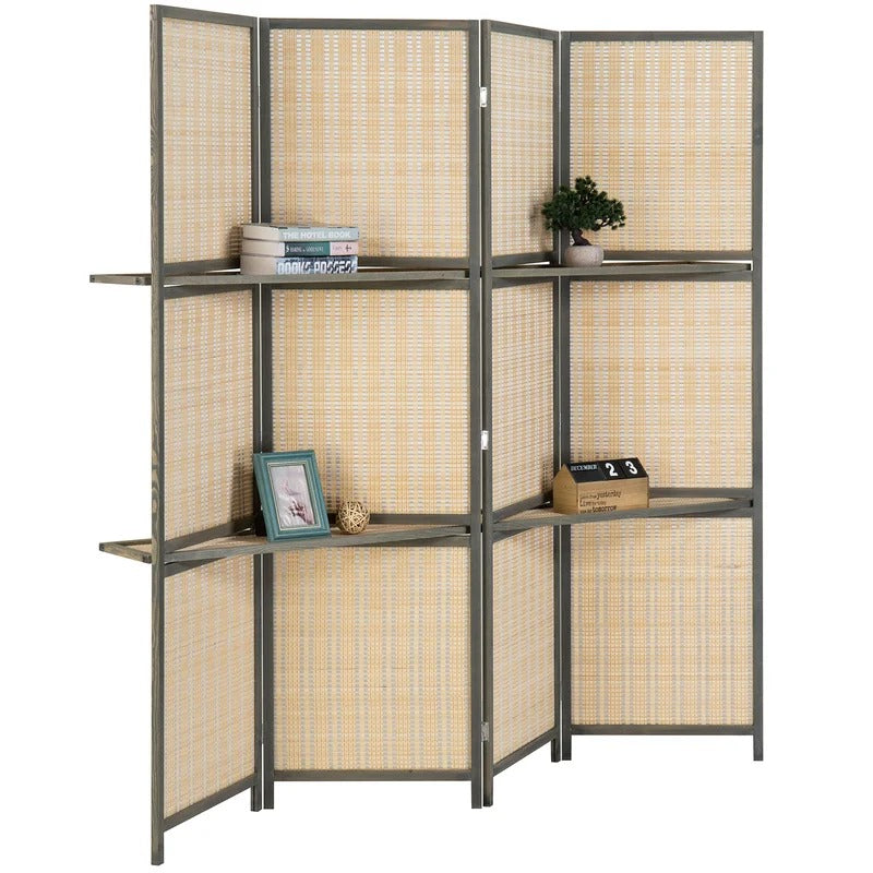 Room Dividers 78.75'' W x 71'' H 4 - Panel BambooRattan Folding Room Divider