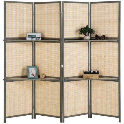 Room Dividers 78.75'' W x 71'' H 4 - Panel BambooRattan Folding Room Divider