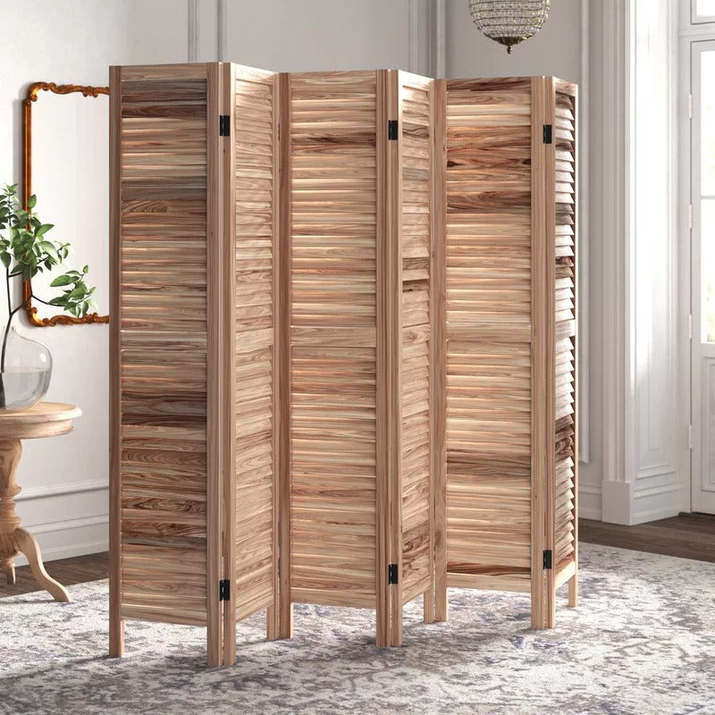 Room Dividers: 96'' W x 67'' H 6 - Panel Solid Wood Folding Room Divider