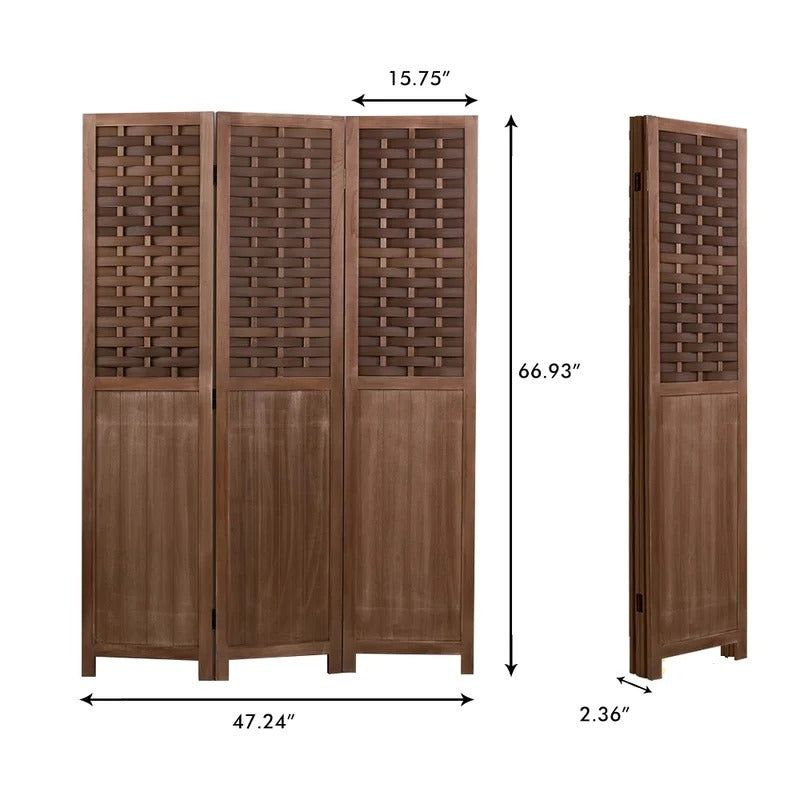 Room Divides: 63'' W x 67'' H Solid Wood Folding Room Divider