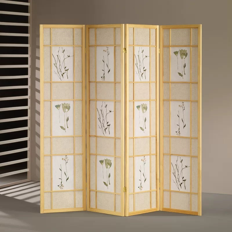 Room Divides: 68'' W x 70'' H 4 - Panel Solid Wood Folding Room Divider