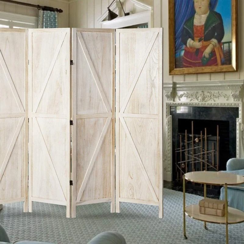 Room Divides: 78.8'' W x 70.9'' H 4 - Panel Solid Wood Folding Room Divider