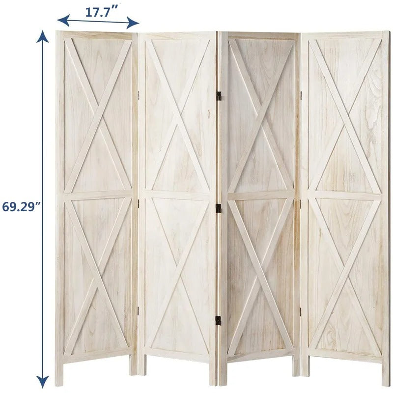 Room Divides: 78.8'' W x 70.9'' H 4 - Panel Solid Wood Folding Room Divider