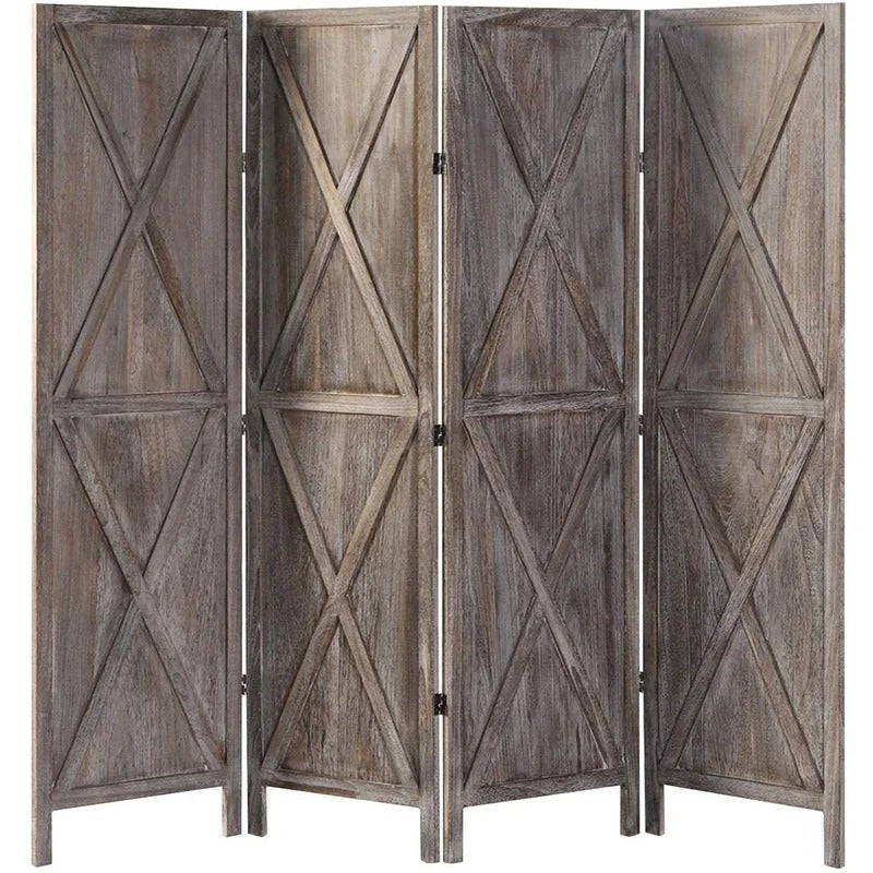 Room Divides: 78.8'' W x 70.9'' H 4 - Panel Solid Wood Folding Room Divider