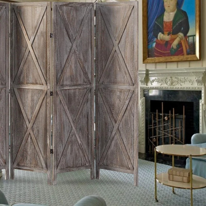 Room Divides: 78.8'' W x 70.9'' H 4 - Panel Solid Wood Folding Room Divider