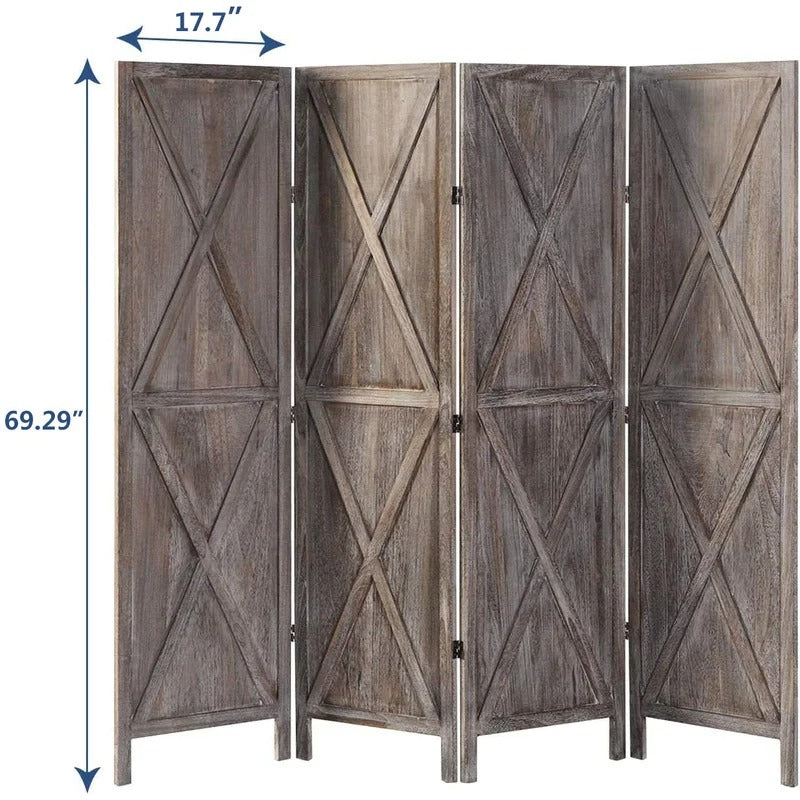 Room Divides: 78.8'' W x 70.9'' H 4 - Panel Solid Wood Folding Room Divider