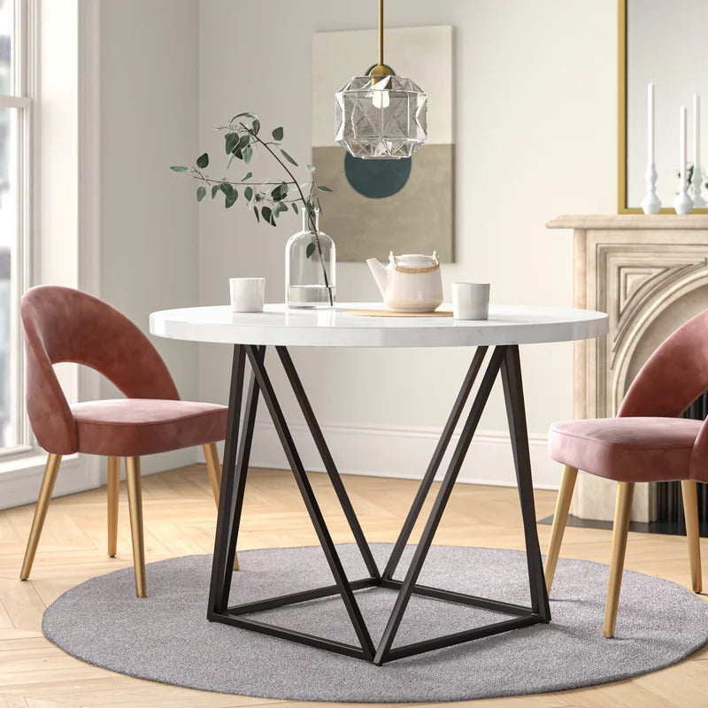 Round Dining Table: 44'' Marble Iron Dining Table