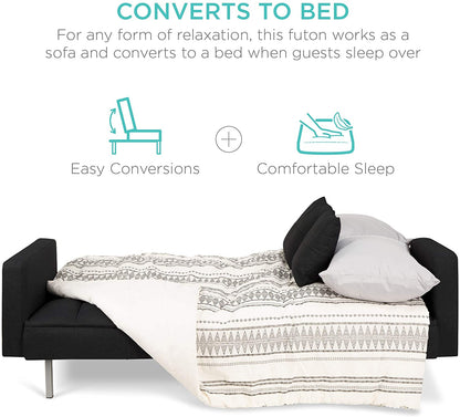 SOFA CUM BED Convertible Linen Fabric  Futon Sofa Furniture for Living Room-