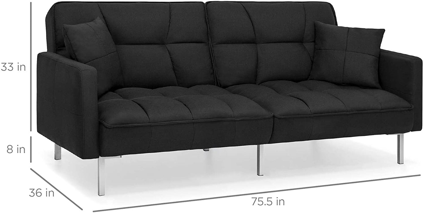 SOFA CUM BED Convertible Linen Fabric  Futon Sofa Furniture for Living Room-