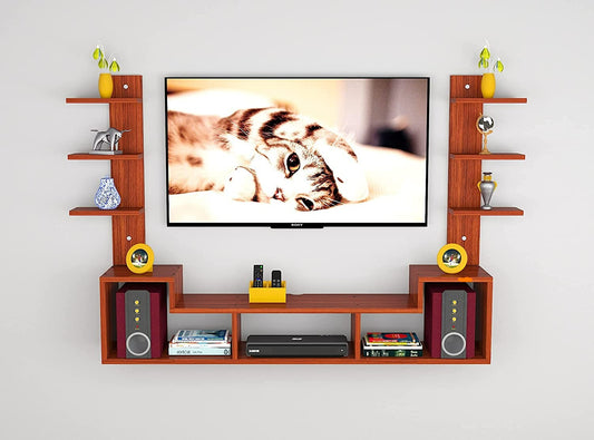 Wall Mount TV Unit: Wall Mount TV Stand And 6 Wall Shelf Display Rack(Ideal for up to 43"screen)