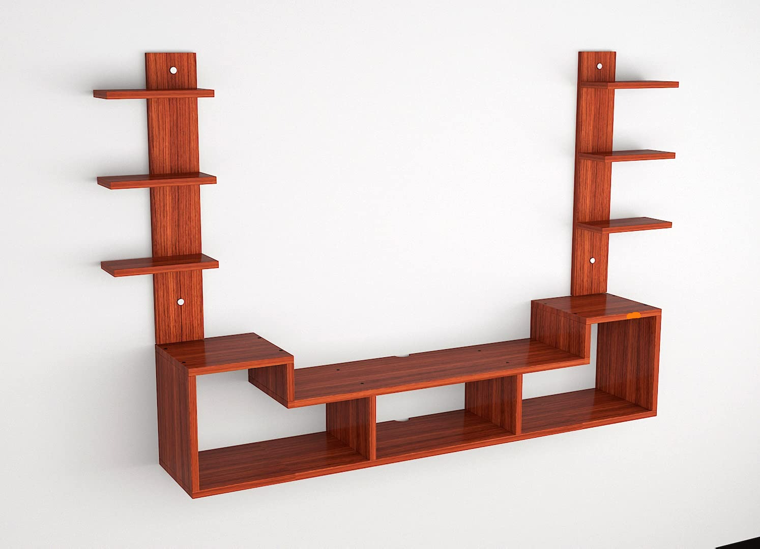 Wall Mount TV Unit: Wall Mount TV Stand And 6 Wall Shelf Display Rack(Ideal for up to 43"screen)