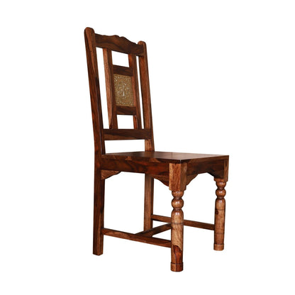 Sheesham Furniture Brass Block Dining Chair