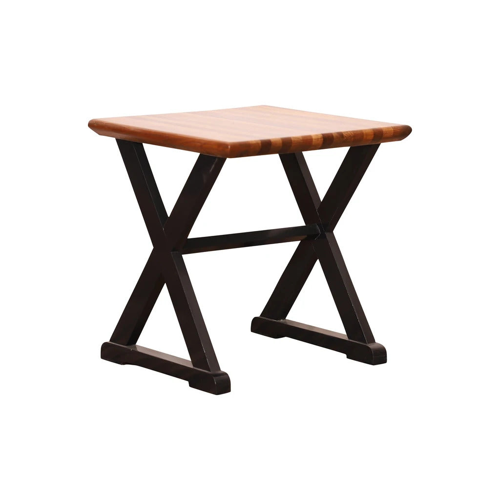 Sheesham Furniture:- Cross Bottom End Table in Teak 