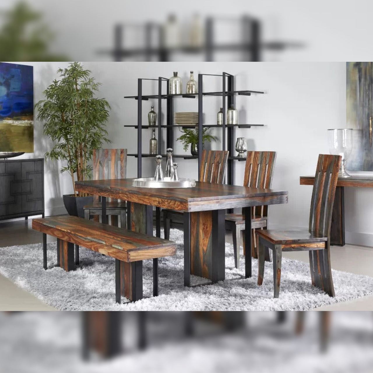 Sheesham Furniture Dining Table with 6 Chairs Dining Set