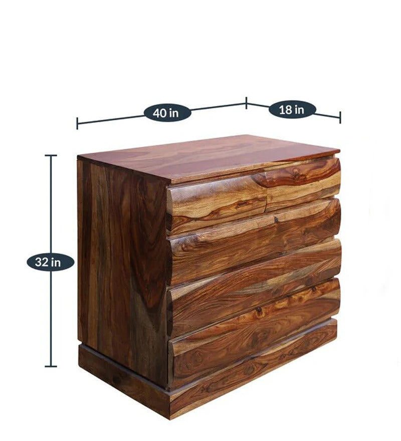 Sheesham Furniture:- Five Drawer Solid Wood Chest of Drawers