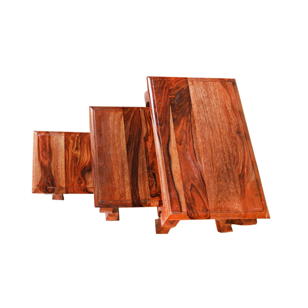 Sheesham Furniture:-  Nesting Tables Set Of Three 