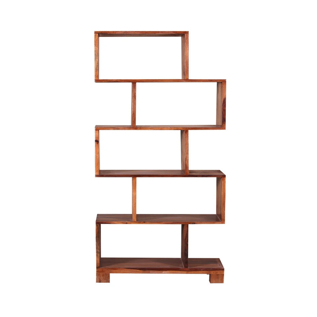 Sheesham Furniture:- Solid Wood BookShelf in Natural Finish 