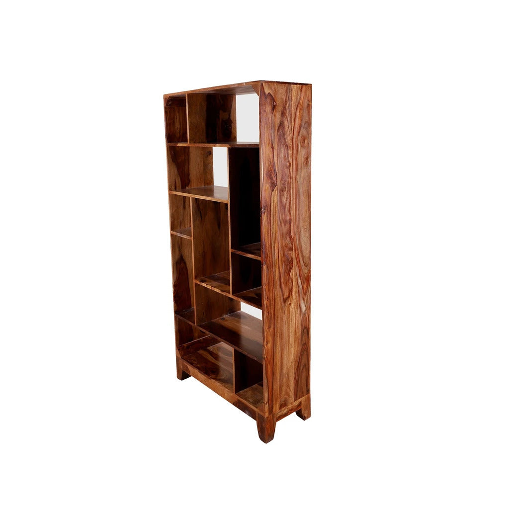 Sheesham Furniture:- Solid Wood Book Shelf in Natural Finish 