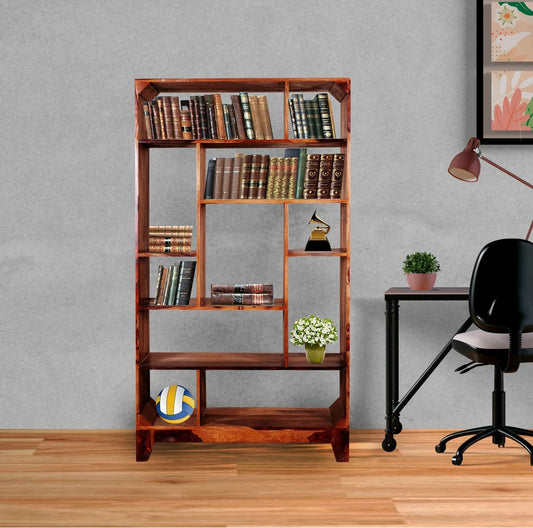 Sheesham Furniture:- Solid Wood Book Shelf in Natural Finish 
