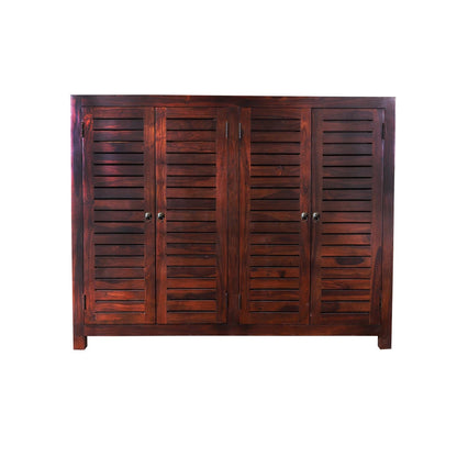 Sheesham Furniture: Solid Wood Four Door Shoe Rack In Wallnut