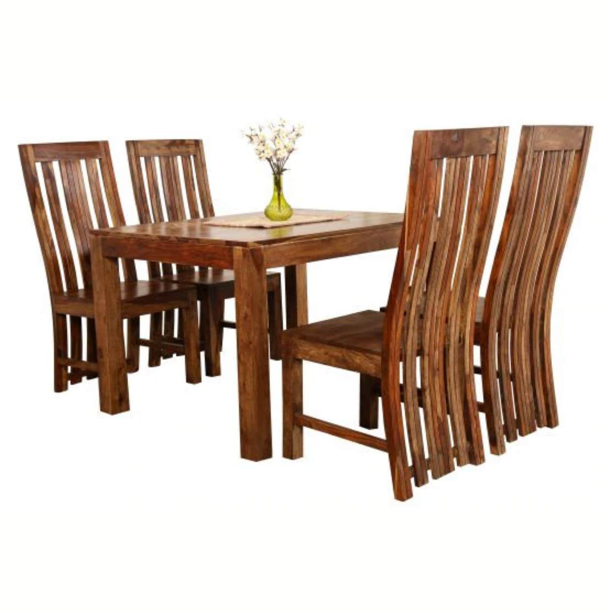 Sheesham Furniture: Solid Wood Four Seat Dining Set in Natural finish ...