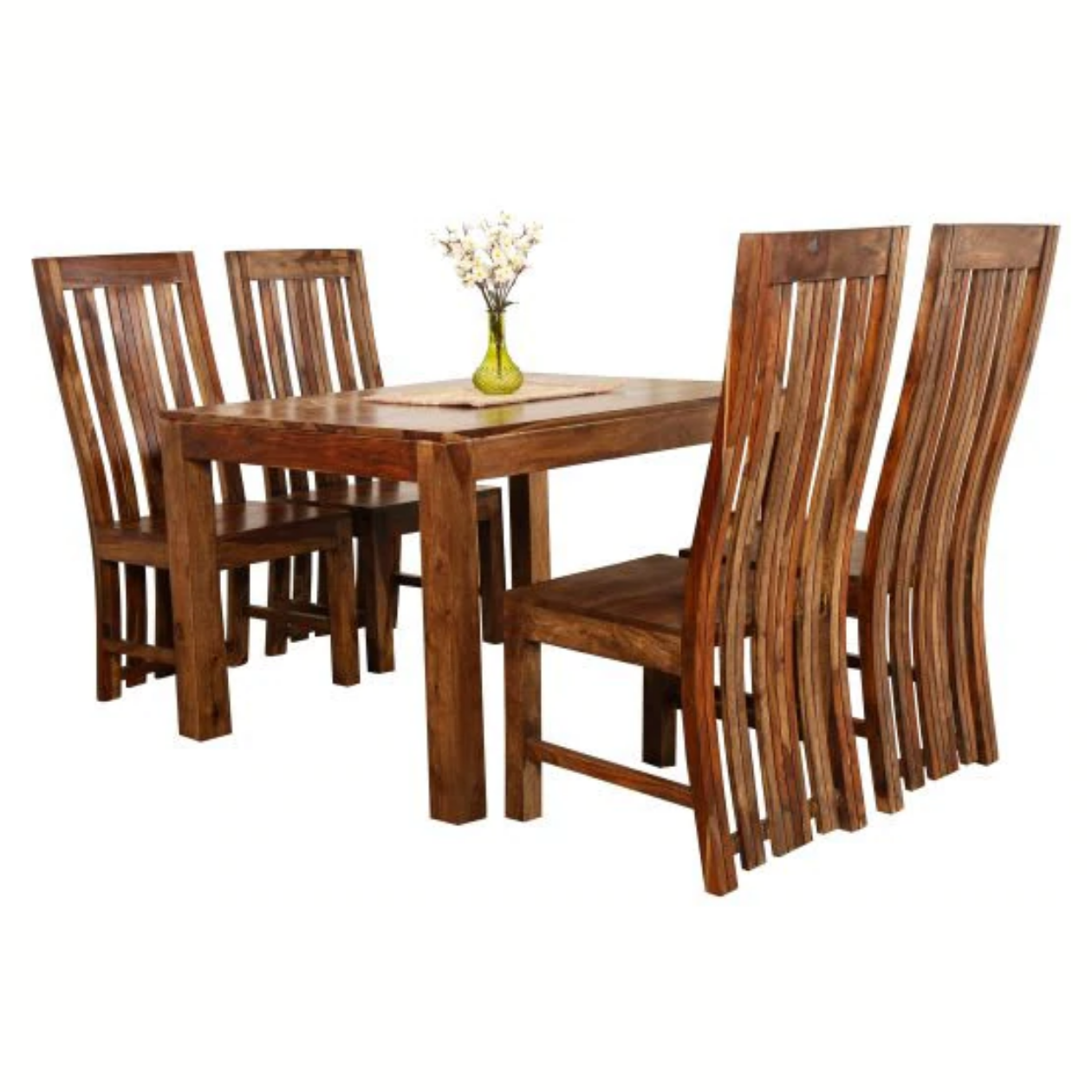 Sheesham Furniture Solid Wood Four Seat Dining Set in Natural finish