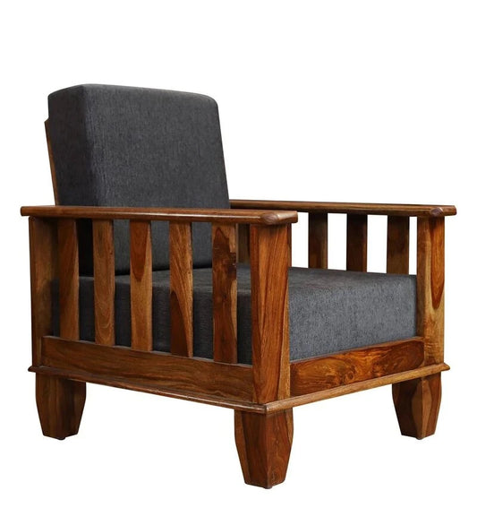 Sheesham Furniture Solid Wood Single Seater Sofa in Honey Oak Finished