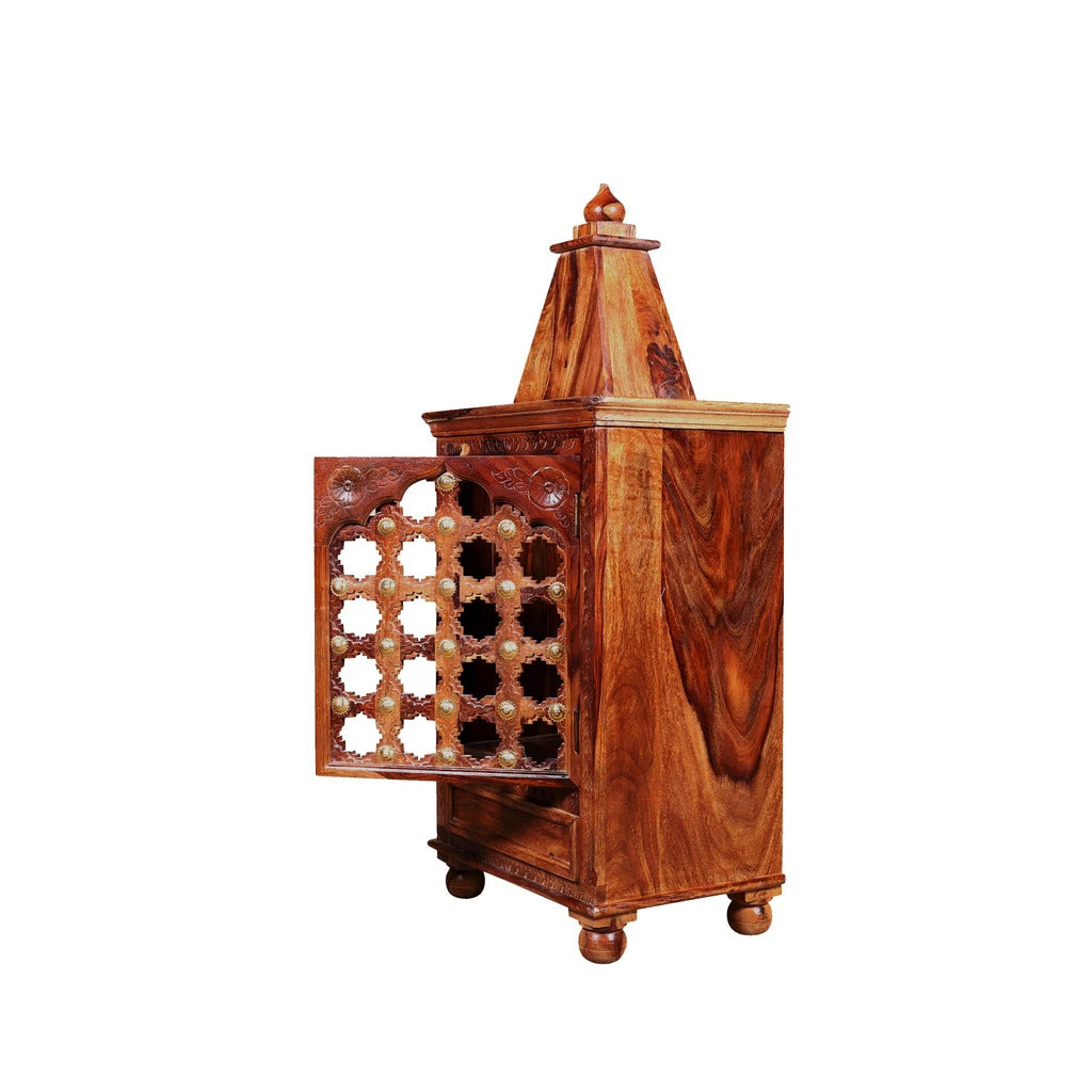 Sheesham Furniture Solid Wood Temple in Honey Finished Mandir