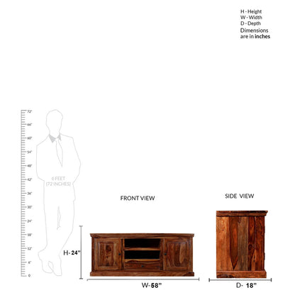 Sheesham Furniture: Solid Wood Two Door Two Shelves TV Unit