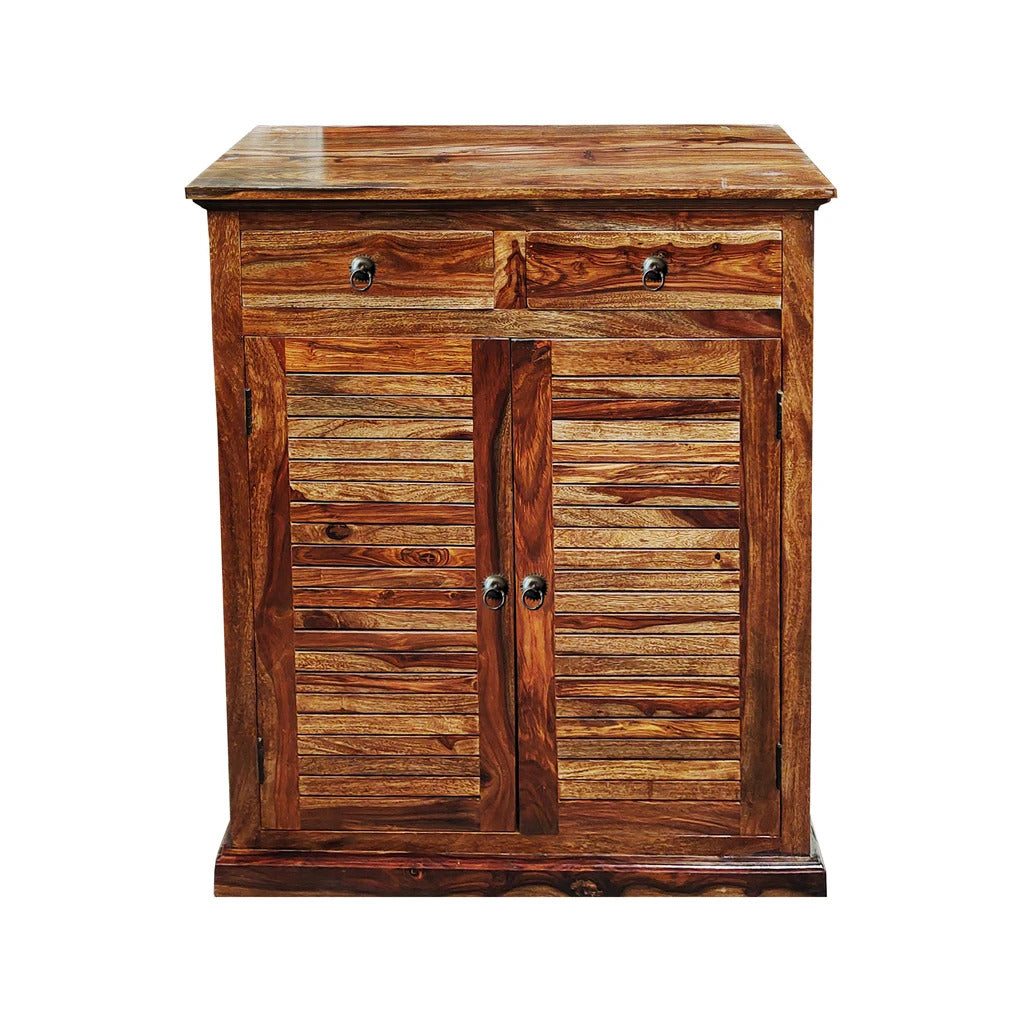 Sheesham Furniture :- Solid Wood Two Door & Two Drawer Shoe Rack