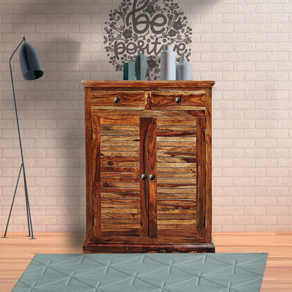 Sheesham Furniture :- Solid Wood Two Door & Two Drawer Shoe Rack