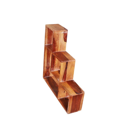 Sheesham Furniture:-Solid Wood Wall Shelves in Natural Finish