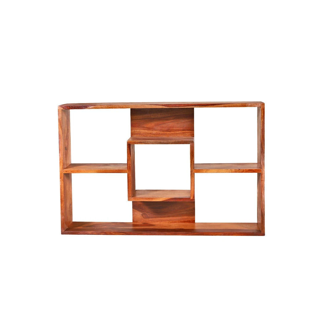 Sheesham Furniture :- Solid Wood Wall Shelves in Natural Finish