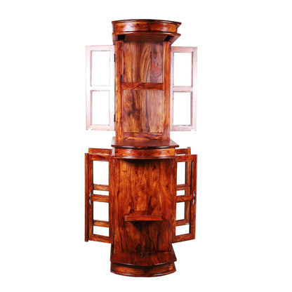 Sheesham Furniture Wood Bar Cabinet in Natural Finish 
