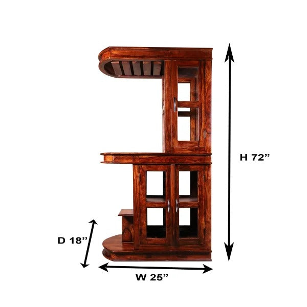 Sheesham Furniture Wood Bar Cabinet in Natural Finish