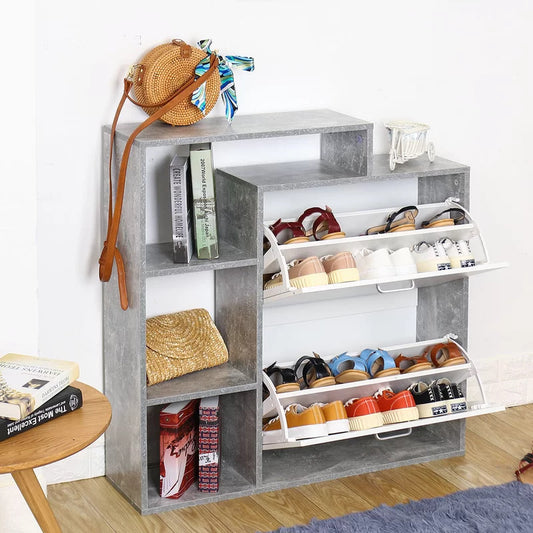 Shoe Rack: 12 Pair Stackable Shoe Storage Cabinet