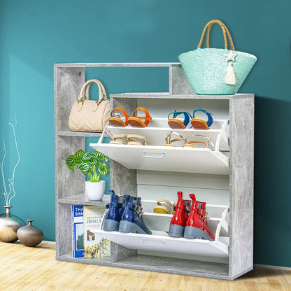 Shoe Rack: 12 Pair Stackable Shoe Storage Cabinet