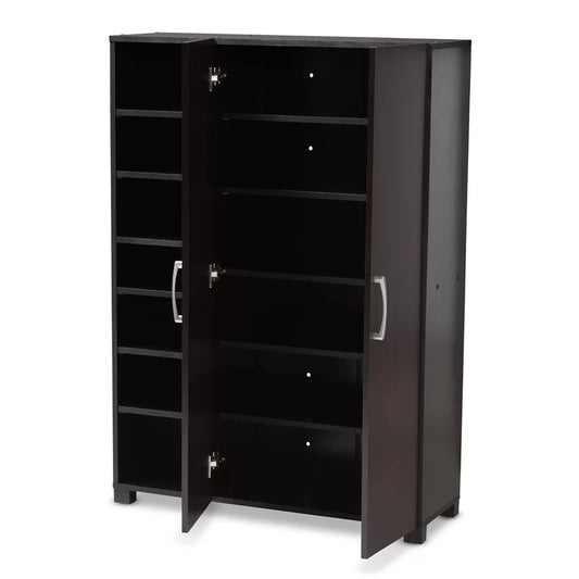 Shoe Rack: 2-Door Wood Entryway Shoe Storage Cabinet With Open Shelves