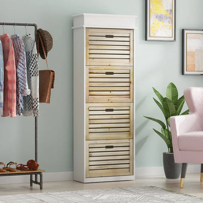 Shoe Rack: 61''H DELUXE 4 DRAWERS SHOE CABINET