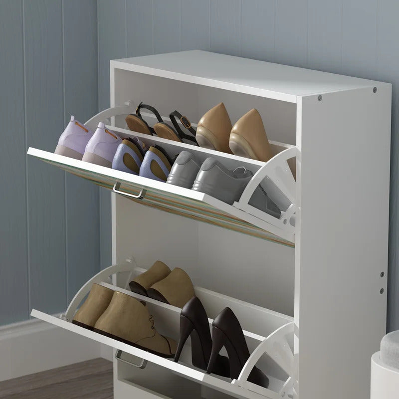Shoe Rack: Modern White Shoe Storage Cabinet