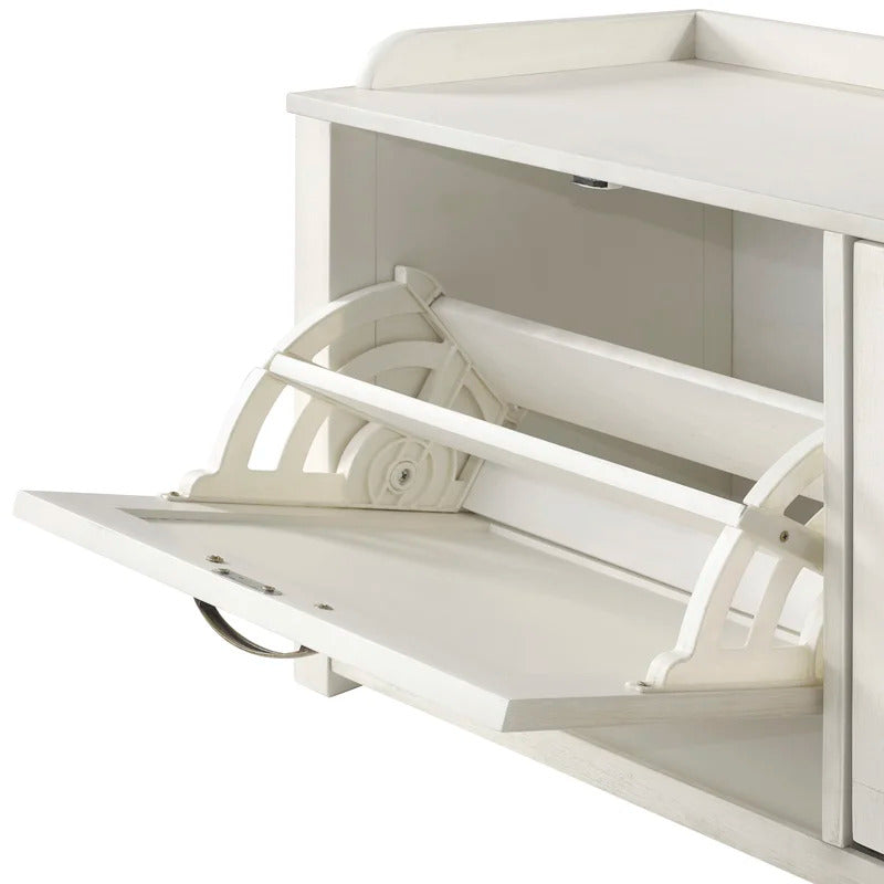 Shoe Rack: Tray Top Grooved Drop Down 10 Pair Shoe Storage Cabinet