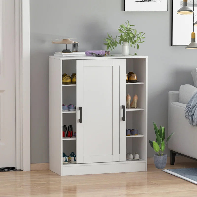 Shoe storage cabinet on sale with sliding doors