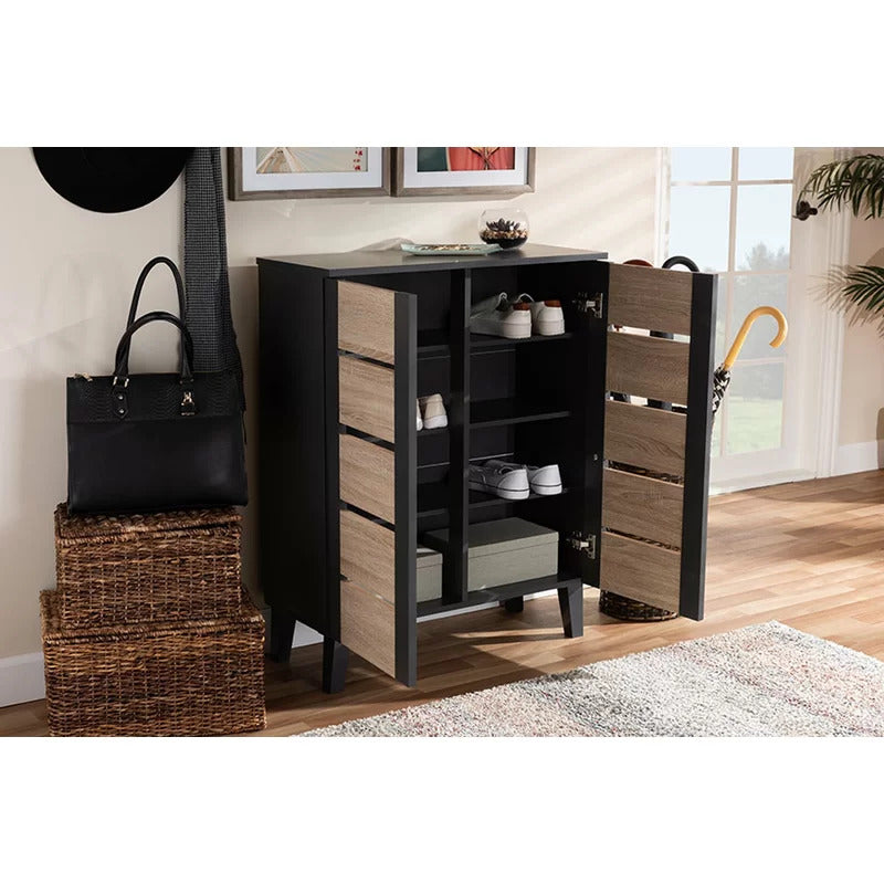 Shoe Rack: Wood 12 Pair Shoe Storage Cabinet