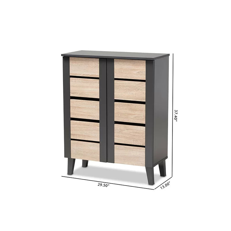 Shoe Rack: Wood 12 Pair Shoe Storage Cabinet