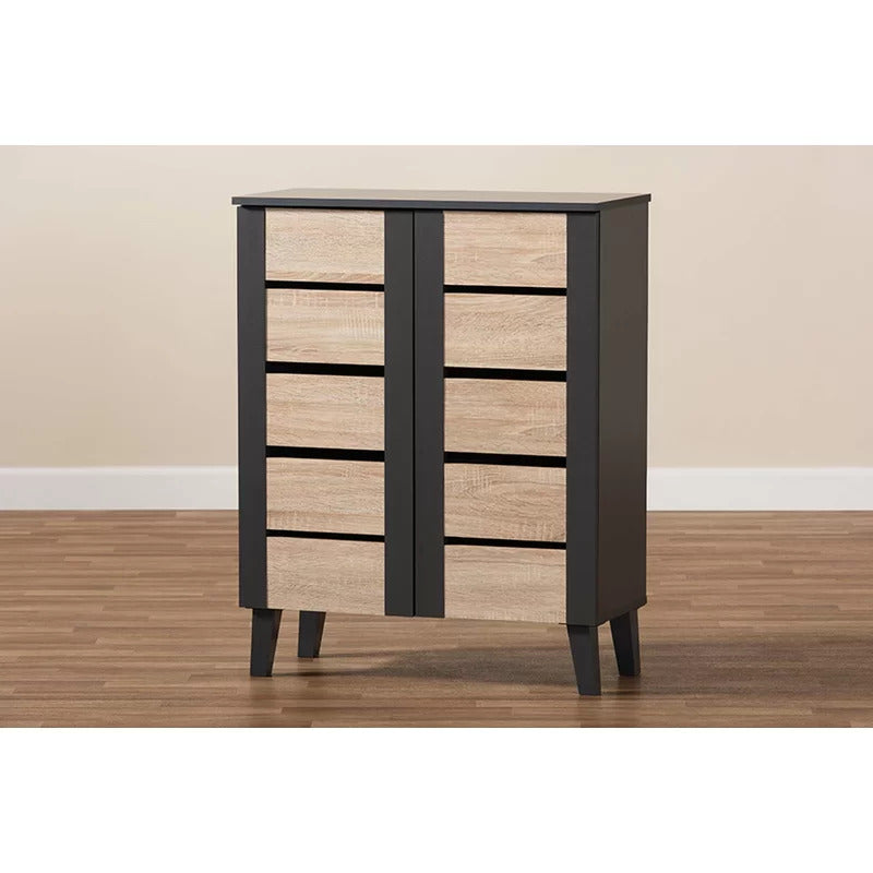 Shoe Rack: Wood 12 Pair Shoe Storage Cabinet