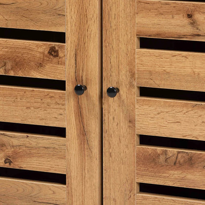 Shoe Rack: Wood And Metal 2-Door Shoe Cabinet