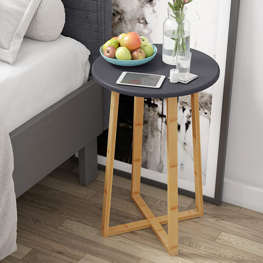 Side Table Modern Nightstand Round Side End Accent Coffee Table Bedside Table for Living Room Bedroom Balcony Family and Office in Grey