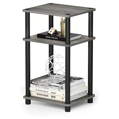 Side Tables 3-Tier End Table, 1-Pack, French Oak GreyBlack